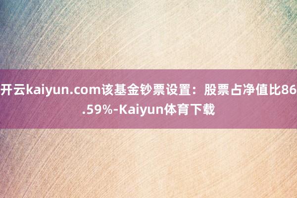 开云kaiyun.com该基金钞票设置：股票占净值比86.59%-Kaiyun体育下载