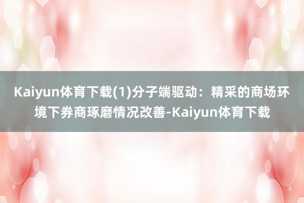 Kaiyun体育下载(1)分子端驱动：精采的商场环境下券商琢磨情况改善-Kaiyun体育下载