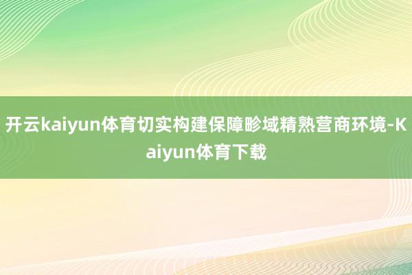 开云kaiyun体育切实构建保障畛域精熟营商环境-Kaiyun体育下载