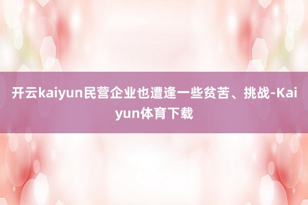 开云kaiyun民营企业也遭逢一些贫苦、挑战-Kaiyun体育下载