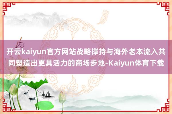 开云kaiyun官方网站战略撑持与海外老本流入共同塑造出更具活力的商场步地-Kaiyun体育下载